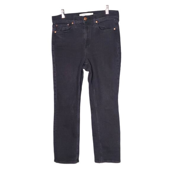 AYR The Yes Yes Yes Jeans High Rise Straight Leg Ankle Licorice Black USA 29 - Picture 1 of 9